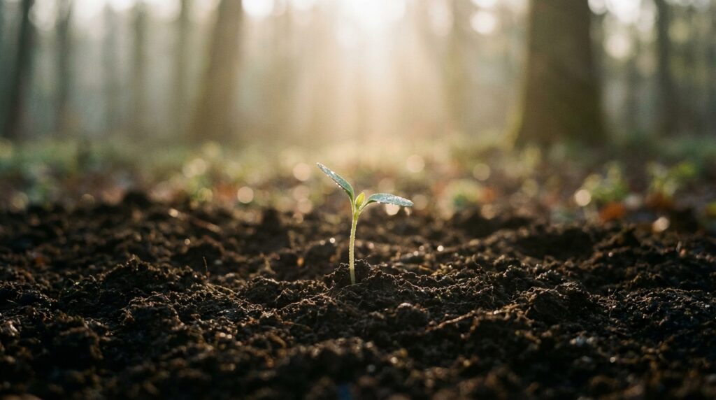 נבט צעיר המסמל תקווה והתחלה חדשה בטיפולי פוריות