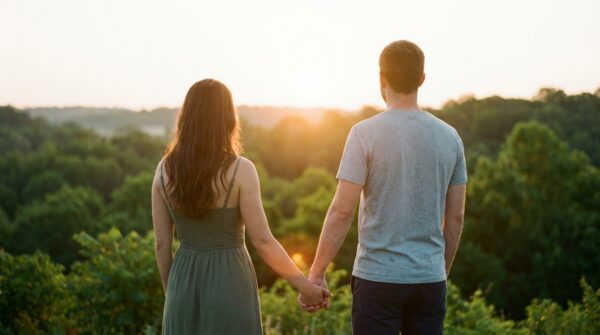 זוג מחזיק ידיים ומביט באופק כסמל לתקווה ושיפור הפוריות