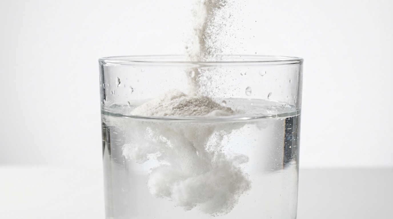 תקריב של אבקת מיואינוסיטול של אינופם המדגימה את הפתרון הטבעי לשחלות פוליציסטיות