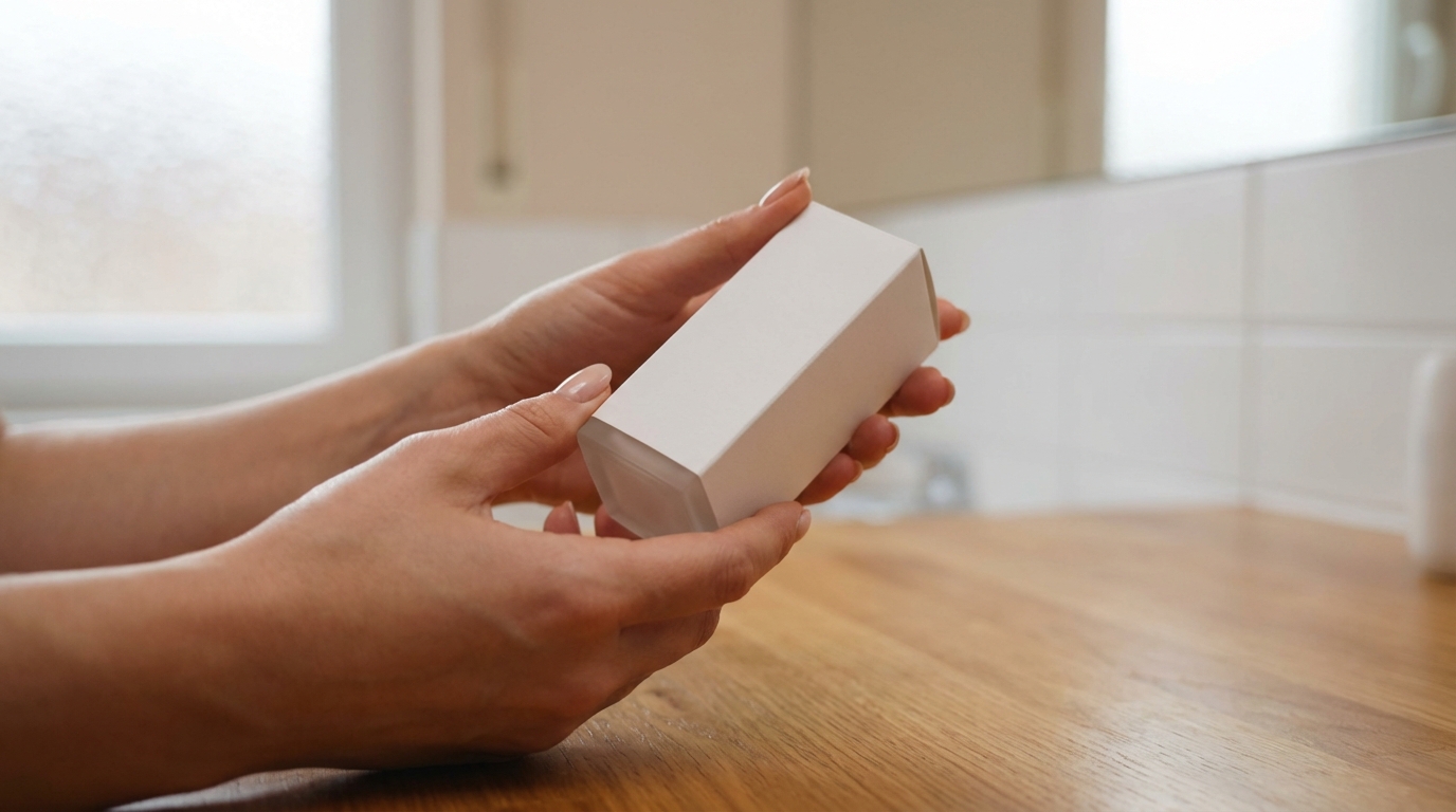 ידיים נשיות אוחזות בעדינות במוצר איכותי לטיפול מונע